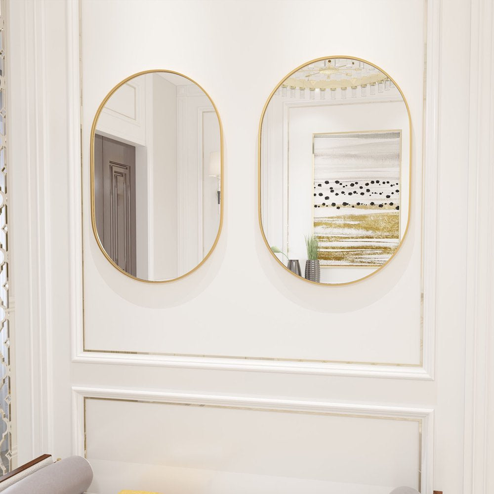 Wall Mirror Oval Bathroom Mirrors Capsule Mirror Vanity Modern Gold Pill Mirror 20"X30"