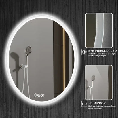 Epperly Led-Round-Bathroom-Mirror/ Led-Mirror/ Defogging/ Bluetooth Speakers/ Dimmable/ Color Adjustable